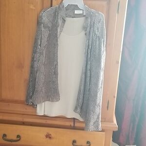 Chico's overshirt with silky shirt underneath